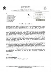 съобщение с изх. № РВР22-ТП00-75-54 от 30.10